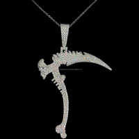 Pendentif personnalisé Hip Hop en argent sterling 925 plaqué or avec diamant Moissanite en forme de crâne, design de fête