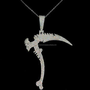 Pendentif personnalisé en forme de crâne en argent sterling 925 plaqué or avec diamant moissanite pour fête, design personnalisé - Product Image 2