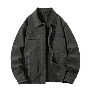 Veste en jean slim pour homme, style vintage décontracté, col rabattu, manches classiques, couleur unie, 100% coton, vêtement d'hiver respirant et à séchage rapide - Product Image 3