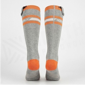 <b>Knee</b> <b>High</b> Basketball <b>Socks</b> Gray Orange Striped Breathable Spandex Polyester Adult Spring Season - Product Image 2