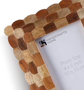 Handicrafts Home Wood Picture <b>Frame</b> Handmade 4x6– Artisan Hive Collection Scallop Pattern Natural Wood Photo <b>Frame</b> for <b>Wall</b> - Product Image 3