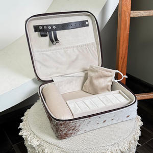 Nouvelle boîte à bijoux de voyage en cuir de vachette véritable personnalisée boîte à bijoux de grande taille pour le stockage organisateur de bijoux pour les femmes - Product Image 6