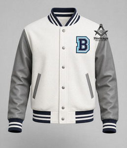 Veste de baseball varsity élégante pour femmes, personnalisée, blanche et grise |   Vêtements grecs pour sororités par Heritage Masonic Regalia - Product Image 1