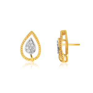 Boucles d'oreilles minimalistes en or jaune 14 carats avec diamants de laboratoire taille poire, bijoux pour femme à porter au quotidien, design goutte d'eau captivant - Product Image 4