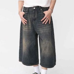 Pantalones Cortos Vaqueros Anchos de Hombre, Estilo Urbano, Hechos a Medida, con Botones, de Cintura Alta, Ligeros, de Secado Rápido y Transpirables, Venta al por Mayor 2025 - Product Image 2
