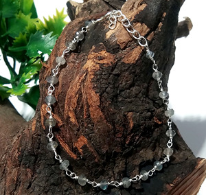 NaturalLabradorite <b>Beaded</b> <b>Bracelet</b> 925 Sterling Silver Minimalist Gemstone Jewelry, Handmade Red Stone <b>Bracelet</b> for Women. - Product Image 6