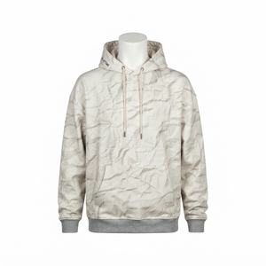 Sweat-shirt à capuche blanc pour homme avec imprimé abstrait sur toute la surface, poche kangourou, style streetwear décontracté - Product Image 3