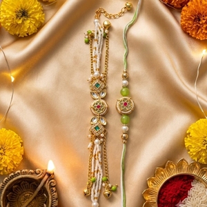 Par de Pulseras Rakhi de Diseño para Bhai y Bhabhi, Hechas a Mano, Tradicionales, para la Fiesta de Raksha Bandhan, Set de Regalo Festivo - Product Image 3