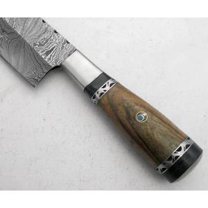 Couteau de chef artisanal en acier Damas de 13 pouces, fabriqué sur mesure par Ahmad Fabric, avec étui en cuir, manche élégant, personnalisable - Product Image 2