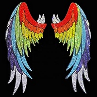 T Shirt Décor Strass Cristal Coloré Ailes d'Ange Fer sur Transfert de Chaleur Design Fer sur Patch Hot Fix Designs