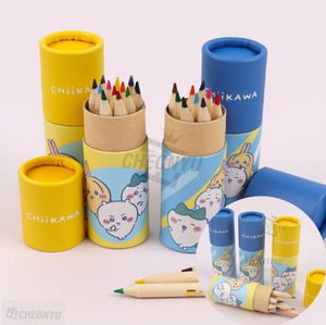 Ensemble de crayons de couleur miniatures coréens Chiikawa, 12 couleurs, 24 pièces, papeterie pour enfants, personnage mignon, dessin animé, fournitures scolaires, vente en gros - Product Image 1
