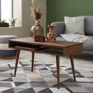 Mesa de Centro de Madera Sólida Hecha a Mano, Resistente y de Alta Calidad, con Estante de Almacenamiento, para Sala de Estar, Mueble Moderno para el Hogar e Interiores - Product Image 1