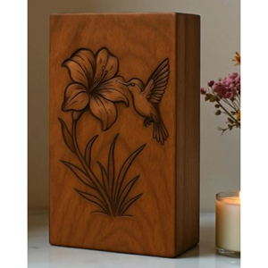 Elegant Wooden Funeral Urn with Natural Finish Classic Wooden Cremation Urn for Adult Ashes by AYAANS - Product Image 1