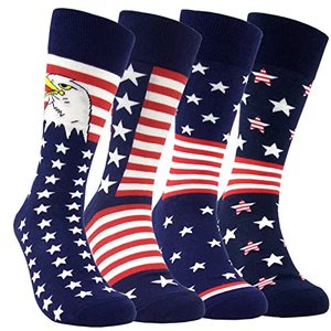 Patriotic American Flag Crew <b>Socks</b> Men's Breathable Knitted <b>Socks</b> with Eagle and Stars Design for Daily Wear Summer Style - Product Image 6