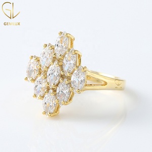 Marquise Cut Moissanite Diamond Cluster <b>Ring</b>, <b>Split</b> Shank <b>Ring</b>, Moissanite Diamond Engagement <b>Ring</b> For Women, 14K Gold - Product Image 2
