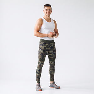 Men's Camouflage 2 in 1 Drawstring Waist Yoga Pants With Pockets Breathable Spandex Polyester <b>Ankle</b>-<b>Length</b> Workout Wear <b>Leggings</b> - Product Image 4