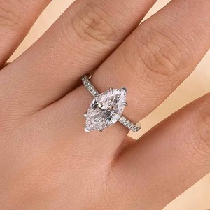 925 Moissanite Marquise Cut Half <b>Eternity</b> Engagement <b>Ring</b> In Sterling <b>Silver</b> Yellow,White & Rose Gold Plated <b>Ring</b> for Women's. - Product Image 6