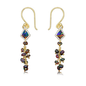 kite charm beaded cluster <b>earrings</b> handmade kite charm cluster drop <b>earrings</b> boho kite charm beaded <b>earrings</b> women fashion bead - Product Image 2