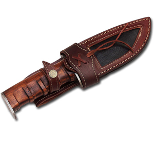 Couteau de chasse artisanal en acier Damas, lame pointue, manche en bois, épaisseur 0,6 mm, qualité DIY, prix de gros - Product Image 4