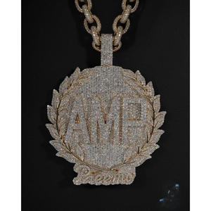<b>Custom</b> Lab Grown <b>Name</b> Letter Pendant <b>Necklace</b> Hip Hop Cuban Link Chain 18K Gold Plated Luxury Gift Jewelry GIA Certified Unisex - Product Image 1