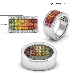 Handmade Fine Jewelry Special Design <b>Rainbow</b> Ring 18k Gold Real <b>Top</b> Quality Cross Band Ring Natural Diamond - Product Image 4