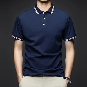Polo à manches courtes rayé pour homme, col à revers, respirant et confortable pour l'été - Product Image 2