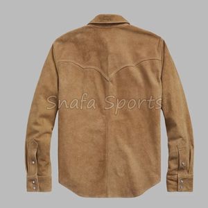 Chaqueta de Cuero Genuino de Cordero Estilo Trucker Vintage Premium para Hombre, Ropa Casual de Gamuza Premium con Cuello de Camisa, Talla Grande - Product Image 2