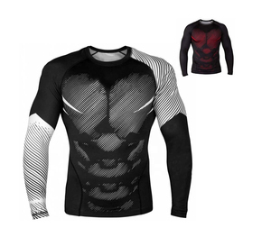 Camiseta de Compresión de Manga Larga para Hombre, para MMA y BJJ, con Estampado de Llamas Rojas y Negras, UPF50+, de Secado Rápido - Product Image 5