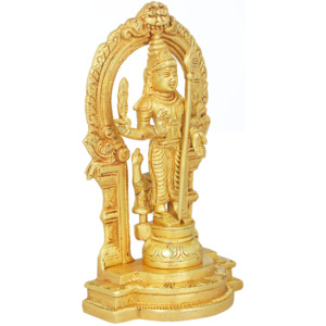 Escultura de latón de 6 pulgadas hecha a mano de Kumara Karttikeya (Murugan) Icono indio para regalos - Product Image 2