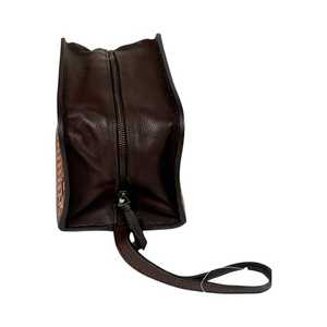 Handcrafted Vintage Genuine <b>Leather</b> Toiletry Bag Solid Color Zipper Closure Embroidered Floral Design Women's <b>Handbag</b> Daily Use - Product Image 4