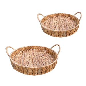 Handcrafted WATER HYACINTH TRAY FRUIT STORAGE BASKET with Handles Eco Serving Tray Manufacturer - Product Image 1