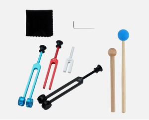 Ensemble de 4 diapasons neufs pour la guérison des chakras, la thérapie sonore par vibration, la méditation. - Product Image 1