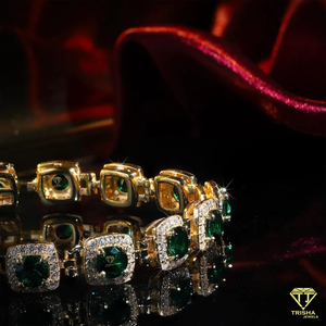 Luxury Emerald Green Lab Grown Diamond <b>Bracelet</b> With Brilliant Iced Out Accents In 925 Sterling Silver Jewelry - Product Image 1