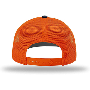 Casquette Trucker Unisexe en Tissu Mesh 6 Panneaux Taille Ajustable Gris Orange Color Block Décontractée Printemps-Été - Product Image 3