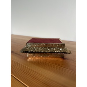 Brass Tri-Fold Mirror <b>Frame</b> <b>with</b> Embossed Floral Design Tabletop Rectangular Reflective Metal <b>Frame</b> - Product Image 3