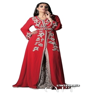 L'INTÉGRALE Red Embroidered <b>Kaftan</b> Dress <b>Plus</b> <b>Size</b> Floor-Length V-Neck Long Sleeve Floral Print Evening Formal Wear - Product Image 1
