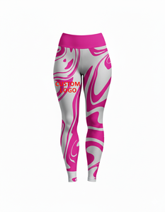 Leggings de yoga con sublimación de logotipo personalizado, cintura multicolor, leggings de gimnasio estampados para mujer, leggings de entrenamiento para mujer - Product Image 1