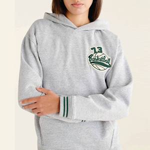 Sweat à capuche en molleton gris chiné coton-polyester avec logo personnalisé, fabricant OEM ODM, fournisseur, usine, vente en gros, unisexe - Product Image 4