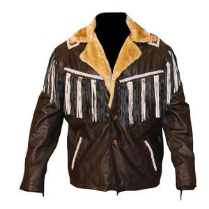 Factory Directly Provide Plus Size XL Men's Sheep Skin Suede <b>Leather</b> <b>Jacket</b> Breathable Eco-Friendly <b>Winter</b> Zipper Closure Tassel - Product Image 1