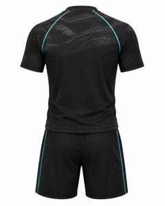 Ensemble Athlétique Homme Tendance Noir Séchage Rapide Respirant avec Accents Vert Néon Manches Longues Rash Guard et Short Tenue Active Écologique - Product Image 4