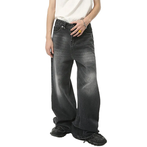 Pantalon en jean pour homme à impression personnalisée, coton de haute qualité, délavé léger, coupe ample, grandes tailles - Product Image 1