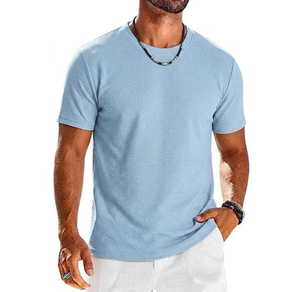 T-shirt pour homme à manches courtes, col rond, en jersey, couleur unie, coupe classique, 100% coton, décontracté, écologique, respirant, logo sur le devant - Product Image 5