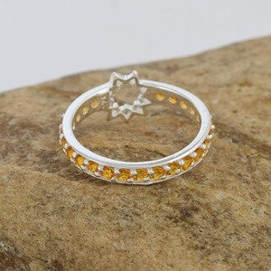 Anillo de Plata de Ley 925 con Estrella y Citrino Natural, Anillo de Eternidad Completo, Joyería Fina Personalizada, el Mejor Regalo para Mujer - Product Image 5