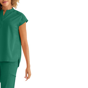 Ensemble de blouses médicales pour femmes, vert émeraude, manches courtes, col en V, pantalon, uniforme d'infirmière d'hôpital - Product Image 2