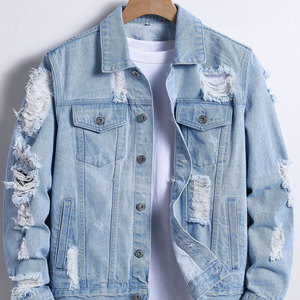 Veste en jean vintage pour homme, 100 % coton, avec logo personnalisé sur le devant, respirante, pour usage extérieur, vente en ligne en gros - Product Image 6