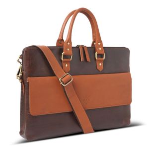 Genuine Leather Brown Large Capacity Laptop <b>Bag</b> Briefcase Crossbody <b>Computer</b> Handheld Business Travel <b>Bag</b> - Product Image 5