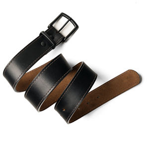 Ceinture en cuir de vachette décontractée au design personnalisé avec boucle carrée en acier, couleur unie, logo personnalisé - Écologique, longueur réglable - Product Image 1