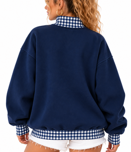 Custom Logo Women <b>Mock</b> Neck Sweatshirt 100% Cotton Oversized Drop Shoulder Soft Comfortable Premium Pullover - Product Image 3