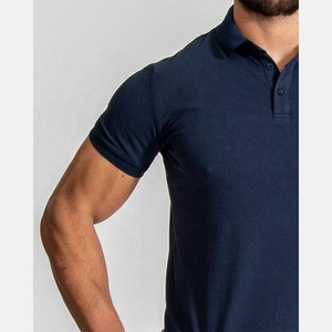 Polo de Manga Corta para Hombre, Corte Slim Fit, Color Azul Marino Sólido, Algodón, Casual, Transpirable, Largo Regular - Product Image 2