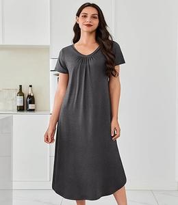 High Quality Comfortable Quick-Dry Lightweight Classic Fit Plus Size Custom Color 1-Piece Long Sleepwear Shirt for <b>Women</b> - Product Image 1